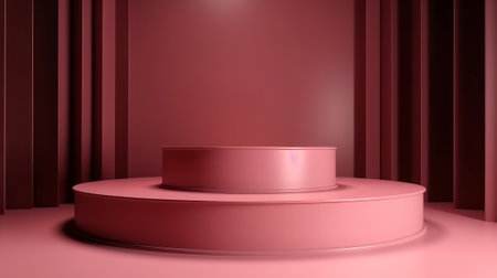 3D render of a podium scene, Pink product showcase background Digital Illustration. Created with Generative AI technologyの素材