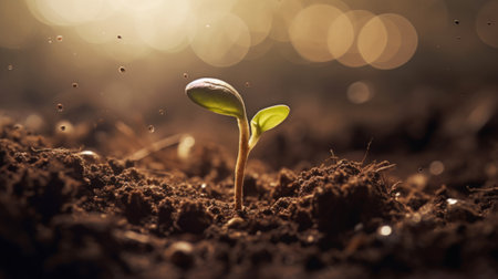 Growth Trees concept in the nature morning light and background Beautiful green. Created with Generative AI technologyの素材