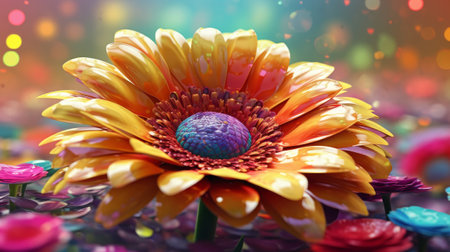 Close-up Of Flower Blooming Outdoors. Created with Generative AI technologyの素材
