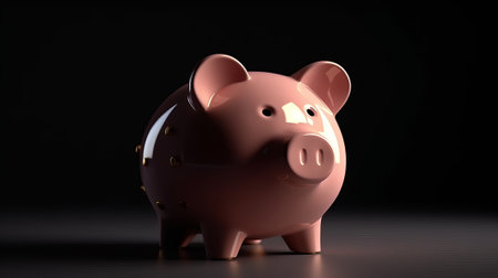 Save money, financial planning of personal finances and being thrifty concept theme with a pink piggy bank. Created with Generative AI technologyの素材