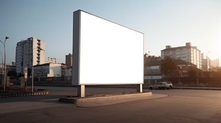 Blank billboard on the street, Local outdoor advertising mockup. Created with Generative AI technologyの素材