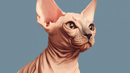 A hairless cat looks up at the sky. Created with Generative AI technologyの素材