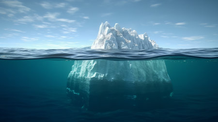 Iceberg under the sea ultra realistic. Created with Generative AI technologyの素材