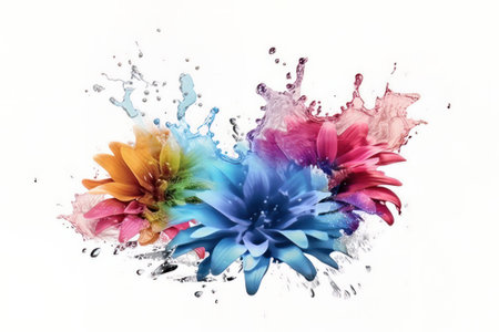 Colorful flower bouquet as wall art or wedding invitation, created with Generative AI. Created with Generative AI technologyの素材