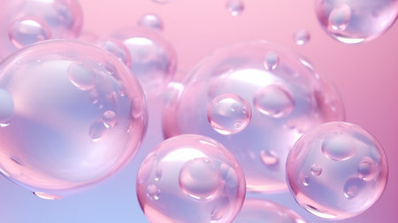 Bubbles floating in the air. Created with Generative AI technologyの素材