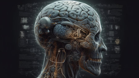 Illustration of the human thought process. Created with Generative AI technologyの素材