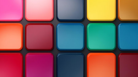 A vibrant and colorful background with a mosaic of multicolored squares. Created with Generative AI technologyの素材