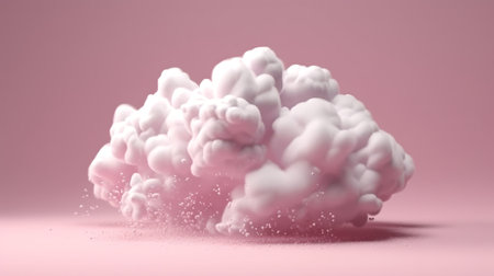 A beautiful pink sky with fluffy white clouds. Created with Generative AI technologyの素材