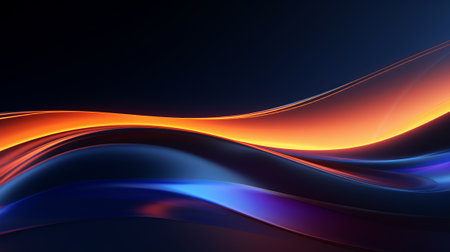 Abstract blue and orange waves background. Created with Generative AI technologyの素材