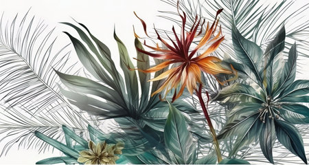 Delicate wildflowers and herbs pattern, ideal for spring backgrounds. Created with Generative AI technologyの素材