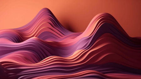 An abstract painting depicting a majestic mountain range in shades of pink and purple. Created with Generative AI technologyの素材
