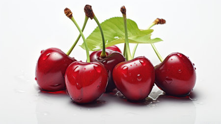 A group of cherries sitting on top of each other. Created with Generative AI technologyの素材
