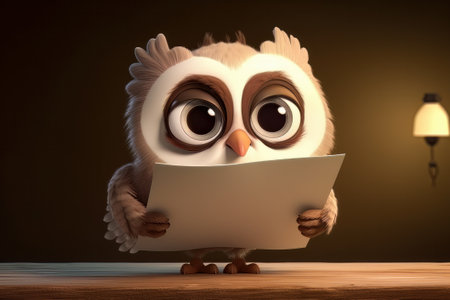 Cute Cartoon Owl with Graduation Cap. Created with Generative AI technologyの素材