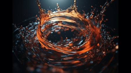Abstract circle liquid motion flow explosion. Created with Generative AI technologyの素材