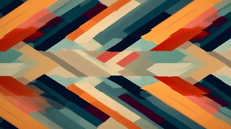 An abstract painting composed of various colored lines arranged in a non-representational manner. Created with Generative AI technologyの素材