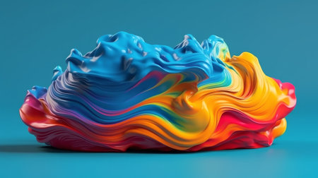 A vibrant and colorful object against a vivid blue background. Created with Generative AI technologyの素材