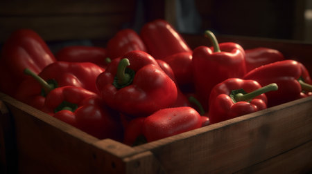 Red Bell Peppers. Created with Generative AI technologyの素材