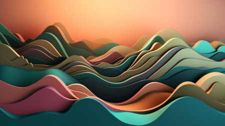 Abstract background with flowing waves and vibrant colors. Created with Generative AI technologyの素材