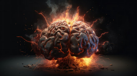 Abstract colorful brain, idea concept. Created with Generative AI technologyの素材