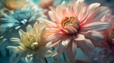 A close up of a pink flower with a blurry back dropper in the middle of the image and a green stem in the background. Created with Generative AI technologyの素材