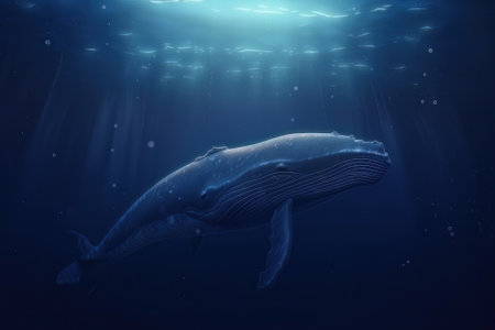Illustration about whales. Created with Generative AI technologyの素材