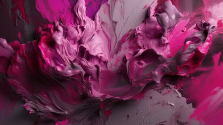 A group of pink and purple smokes on a black background. Created with Generative AI technologyの素材