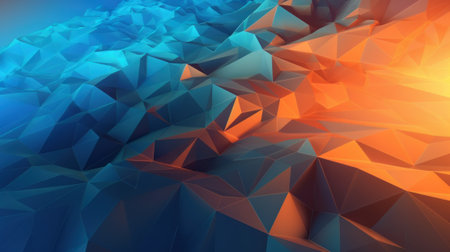 Blue orange Gradient Digital Polygons. Generative aiの素材
