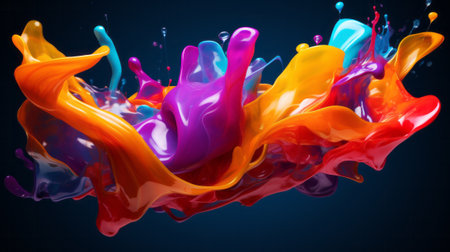A vibrant liquid splashing in mid-air. Generative aiの素材