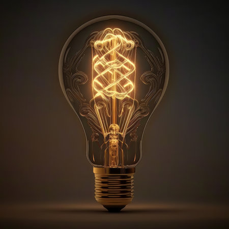 Beautiful abstract illustrations lightbulb on a background. Created with Generative AI technologyの素材