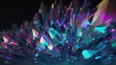 A vibrant collection of colorful crystals up close. Created with Generative AI technologyの素材