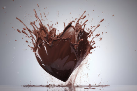 Chocolate heart romantic gift background. Created with Generative AI technologyの素材