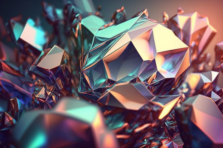 Iridescent natural crystal transparent wallpaper. Created with Generative AI technologyの素材
