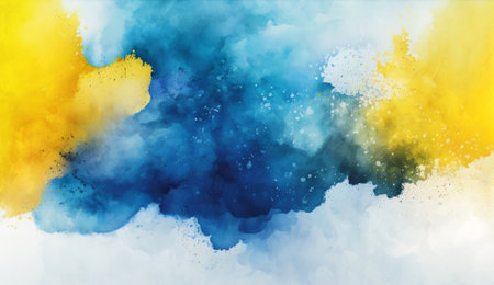 Blue Yellow Watercolor Background, Abstract, Artistic Backdrop. Created with Generative AI technologyの素材