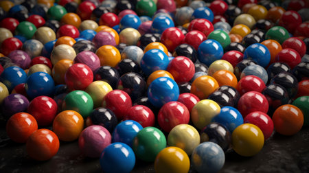 A colorful ball pit with balls of various sizes and colors. Created with Generative AI technologyの素材
