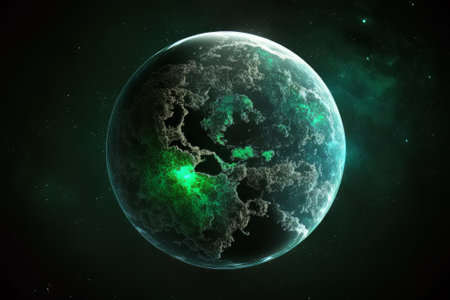 Green planet beautiful illustrations. Created with Generative AI technologyの素材
