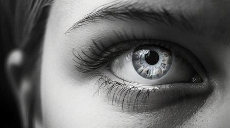 Cropped Portrait Of Woman Eye. Created with Generative AI technologyの素材
