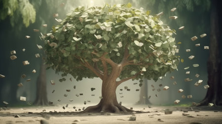 Financial Growth Concept of a Money. Created with Generative AI technologyの素材