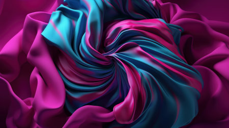 A colorful abstract fabric in shades of pink and blue. Created with Generative AI technologyの素材