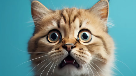 Funny and cute gawking cat - Generative AI. Created with Generative AI technologyの素材