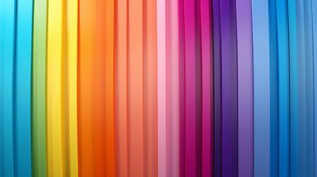 A colorful background with vertical lines in a rainbow palette. Created with Generative AI technologyの素材