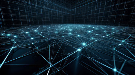 A Network Grid Fusion background. Created with Generative AI technologyの素材