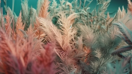 Abstract background of plants in pastel colors. Created with Generative AI technologyの素材