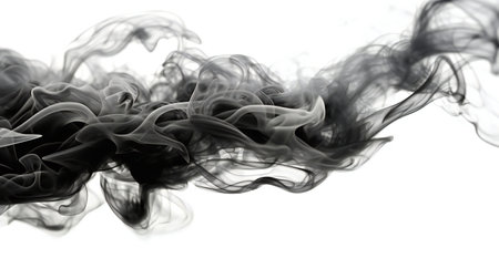Smoke in monochrome on a plain background. Created with Generative AI technologyの素材