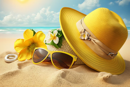 Summer vacation travel concept Generative ai. Created with Generative AI technologyの素材