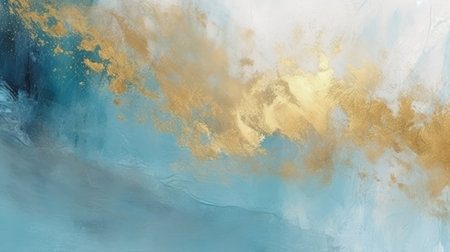 An abstract painting featuring gold and blue hues. Created with Generative AI technologyの素材
