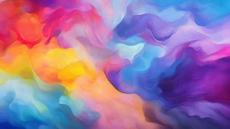 A vibrant and colorful abstract painting on a white background. Created with Generative AI technologyの素材