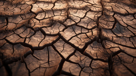 Landscape with cracked land. Created with Generative AI technologyの素材