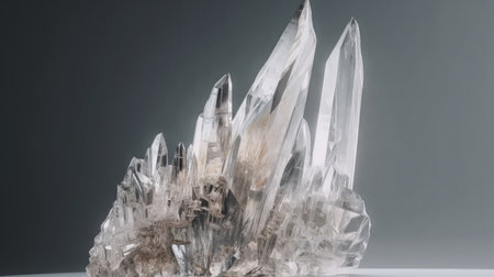 Big natural double quartz crystal isolated on white. Created with Generative AI technologyの素材