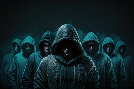 The danger of a hacker breaching a blockchain or computer security system in a cyberpunk world, visualized through Generative AI. Created with Generative AI technologyの素材