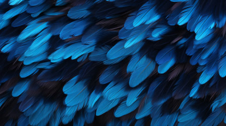 A close up of a blue and black birds feathers. Generative aiの素材